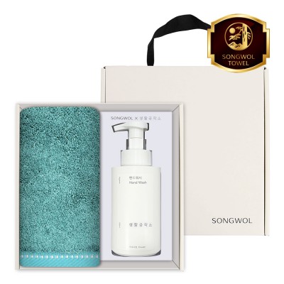 송월 생활공작소 2P 세트 (솔리드 뱀부 타올 1매 + 핸드워시 500ml 1개)