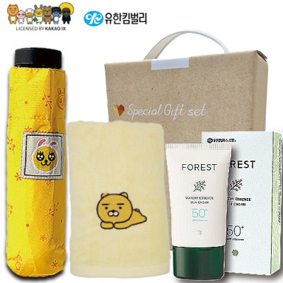 카카오 생활건강세트 2호 (카카오5단우산+카카오세면수건+유한킴벌리에센스선크림)