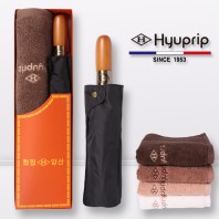 협립 3단60 엔티크블랙 초고밀도 완전자동우산+40수 호텔코마180타월1P-세트