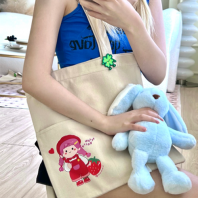 행운이 클로버 투포켓 에코백