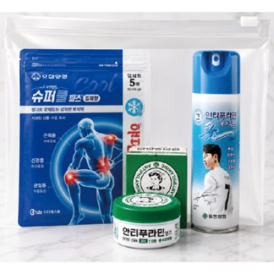 몸편한 유한양행 구급키트 38-4호 (일체형 수퍼쿨파스5매입1팩+안티푸라민연고+손흥민 쿨에어스프레이)