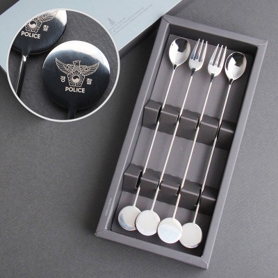 동그라미 롱스푼롱포크 4P 로고인쇄기념품
