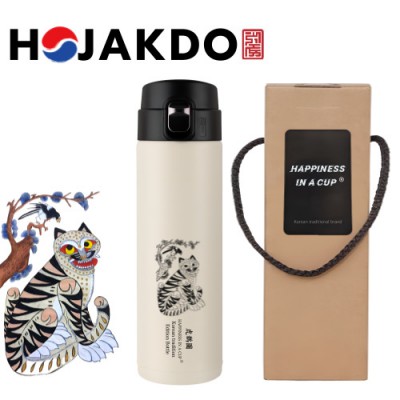 한국전통 K컬쳐 까치와호랑이 호작도 원터치 텀블러 470ml 선물세트