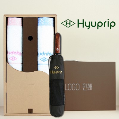 협립 눈꽃타월 2P+협립 3단70 완전자동 우산 세트