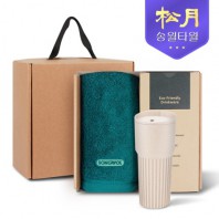 송월타올 리빙 기프트세트 21 40수 포인트 타올200g 1P + 커피텀블러709ml 1P