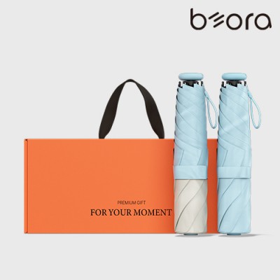 BOR 023 테스지 초경량 암막 3단 우양산 커플세트 (로맨틱투톤+파스텔블룸)