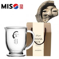 한국전통 K컬쳐 얼굴무늬수막새 신라의미소 클래식 글라스 머그컵 440ml 1P 선물세트