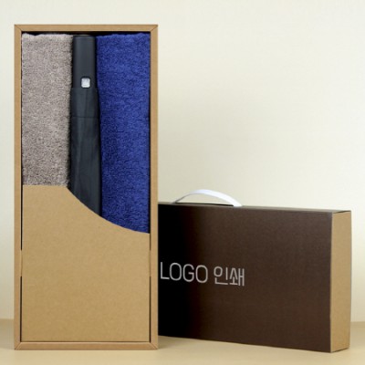 가르시아 2단 블랙 자동우산 +코마40수200호텔타월 2P-세트
