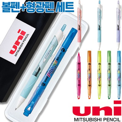 uni제트스트림150파스텔(0.5)+프로퍼스윈도우형광펜세트