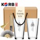 한국전통 K컬쳐 조선 백자청화 샤이닝 글라스컵 480ml 실크부채 기프팅