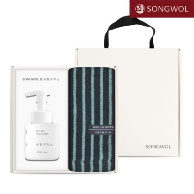 송월 핸드워시 기프트세트 14 (호텔컬렉션  스트라이프  솔리드44 220g 1P + 생활공작소250ml 1P)