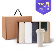 송월타올 리빙 기프트세트 1 (뉴베이직130g 3P + 커피텀블러630ml 1P)