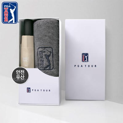 PGA 3단 완전자동 암막 세이프티 우양산+190g호텔타올세트