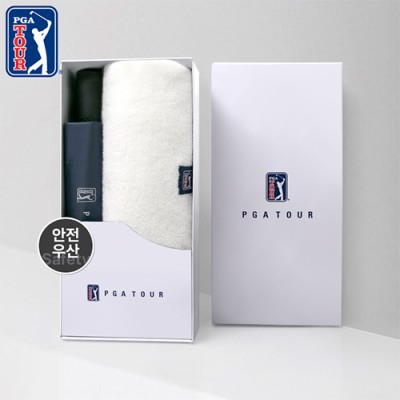 PGA 3단 완전자동 암막 세이프티 우양산+260g코마사타올세트