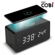 스마트코비 R1299BKW LED우드탁상 무선충전시계_ 인쇄,배송무료