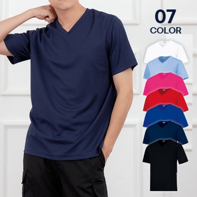 남성 여성 쿨론 브이넥 쿨핏 반팔 티셔츠 (S-3XL)