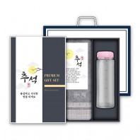 [송월] 격자40 세면타월 170g 1P+마이보틀 500ml 1P 세트