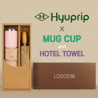 협립 3단60엔티크 고밀도 완전자동우산 +로하스 머그컵+협립40수호텔코마180타월-세트