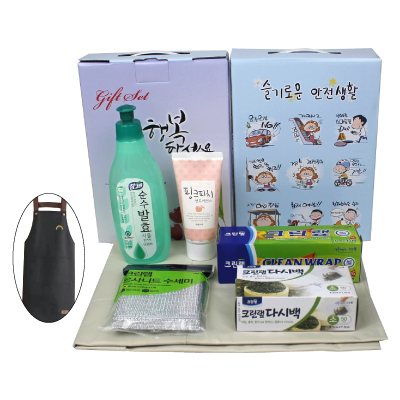 앞치마+핸드에센스+크린랲15cm+ 다시백+크린수세미+주방세제 (케이스 이미지 변경가능)